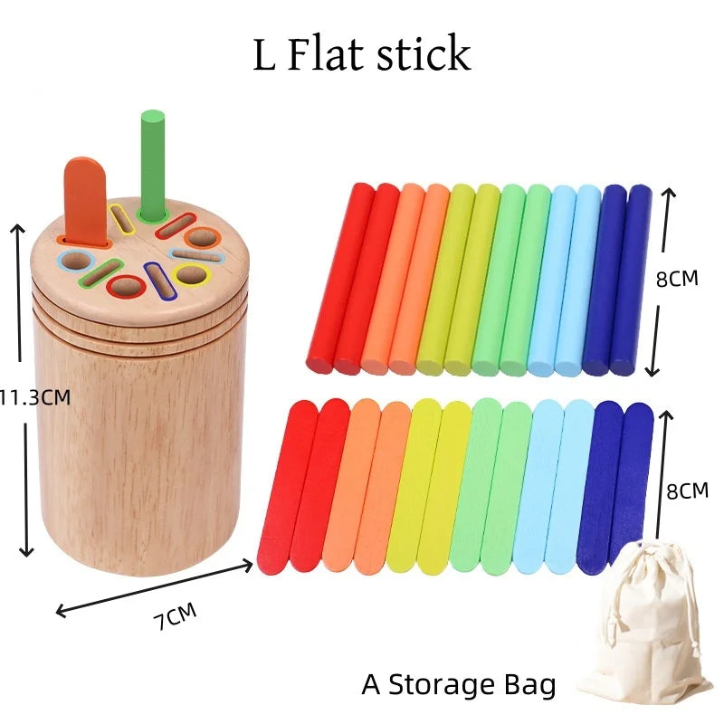 Durable rubber wood Montessori Two-Way Slot toy promoting counting and problem solving