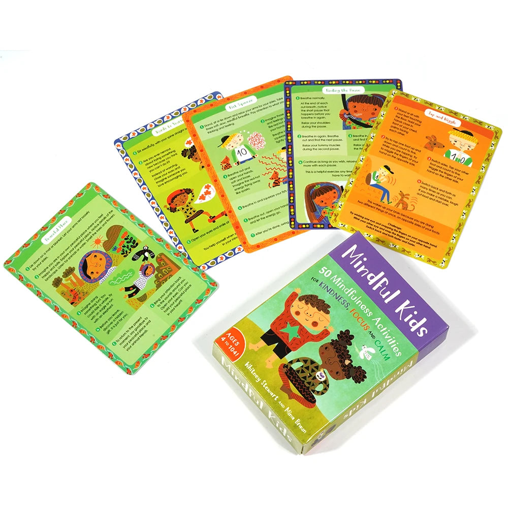 Set of colorful Mindful Kids Cards for kindness, focus, and calm activities