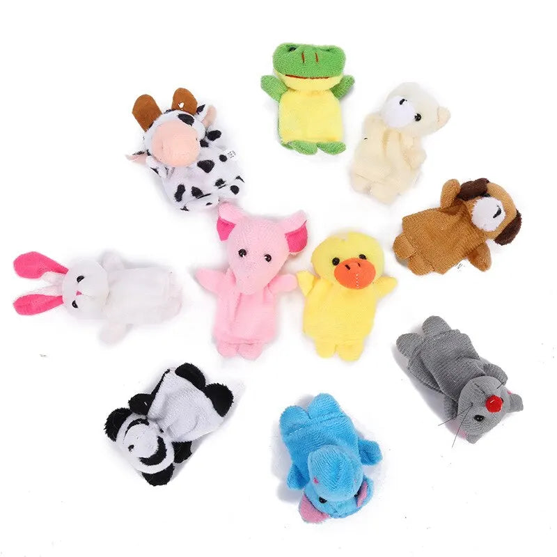 Adorable duck, hippo, and white bear plush puppets that encourage vocal expression and interactive learning