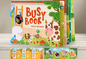 Early learning busy book with farm elements that supports dexterity, memory, and creativity in young children.