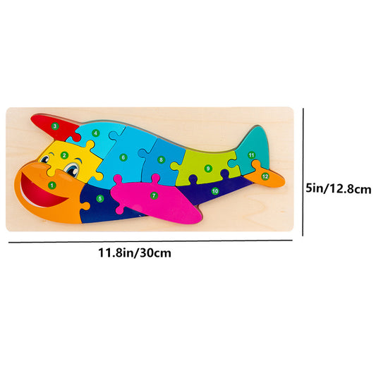 Plane shaped number puzzle piece for counting practice
