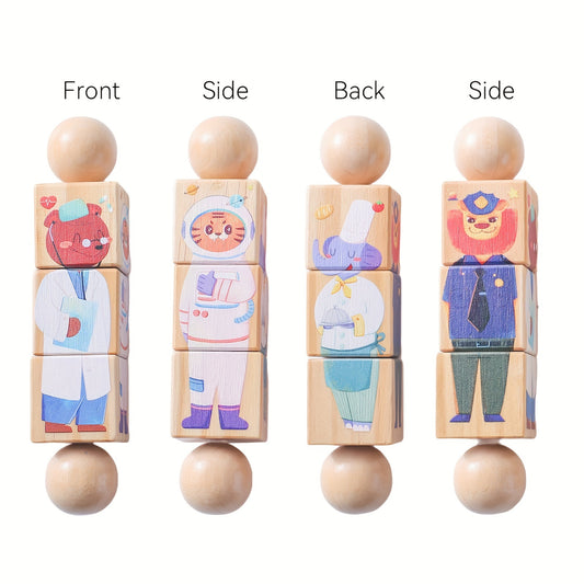Educational twist-and-match puzzle promoting shape and animal recognition.