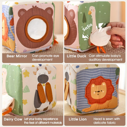 Soft and safe tissue play box toy with bright tissues for early sensory stimulation and fine motor practice in young children.