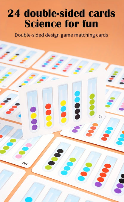 Colorful bead sorting test tubes toy set with 24 cards for cognitive and fine-motor skills