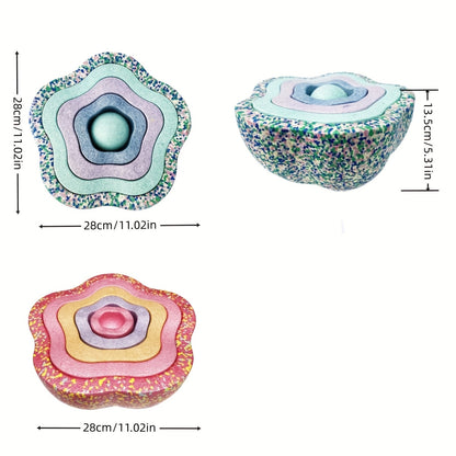 Pink and blue stepping stone set displayed with measurement reference