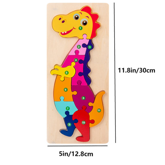 Cognitive skills building with dinosaur number puzzle piece
