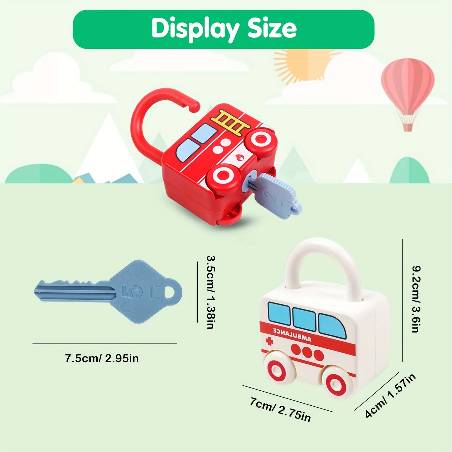 Matching keys to numbered locks in a colorful educational math puzzle set.