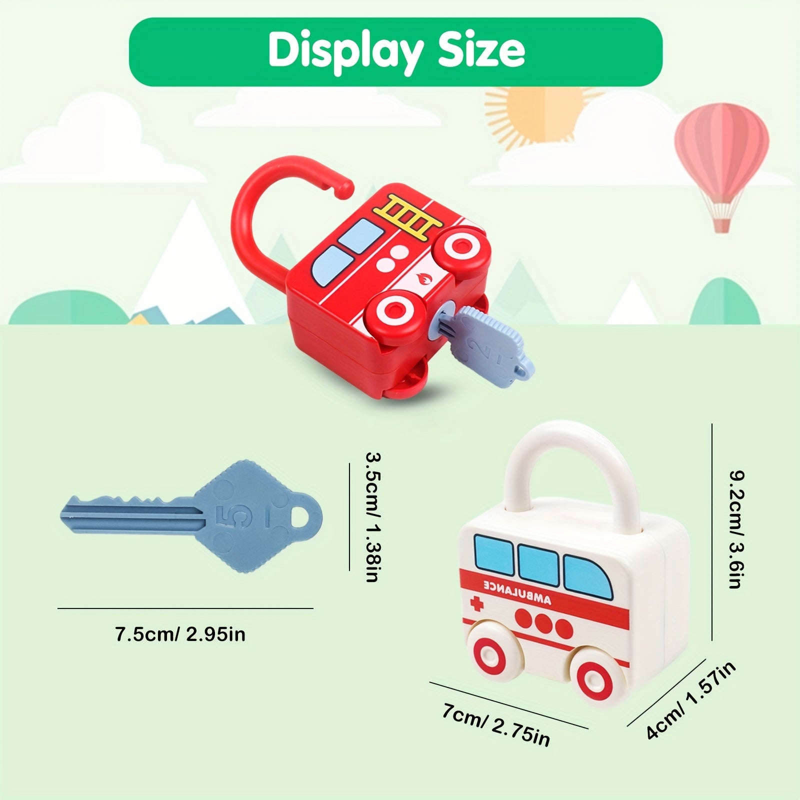 Matching keys to numbered locks in a colorful educational math puzzle set.
