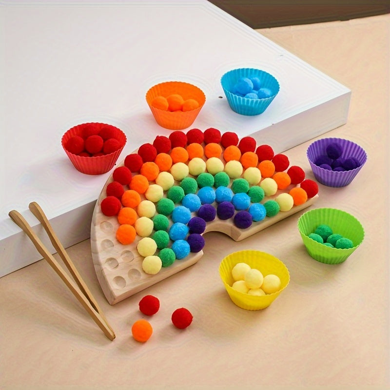 Montessori-inspired clip ball set for developing coordination and color recognition in young children.