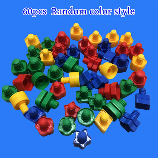Montessori-inspired screw blocks for shape recognition, problem-solving, and imaginative play