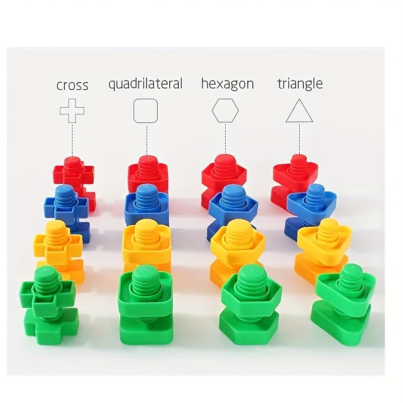 Colorful screw block toy set for kids promoting hand dexterity and fine motor development