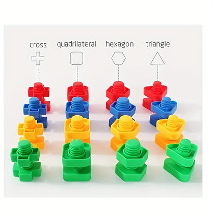 Colorful screw block toy set for kids promoting hand dexterity and fine motor development