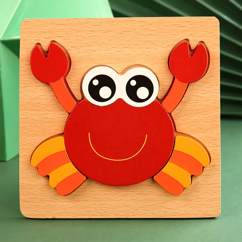 Educational crab-shaped wooden puzzle toy