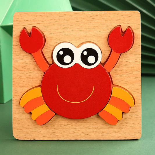 Educational crab-shaped wooden puzzle toy