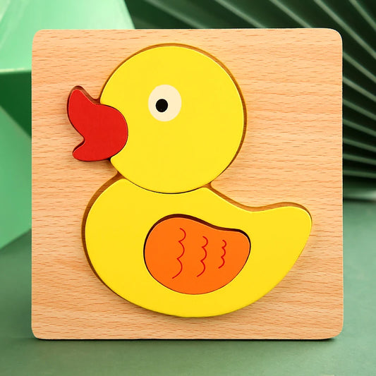 Educational duck-shaped wooden puzzle