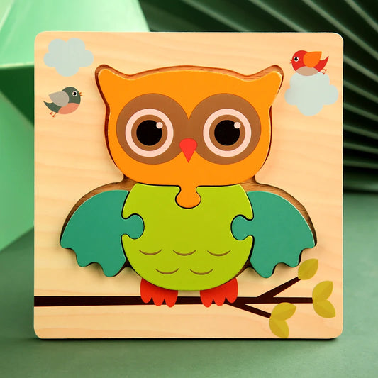 Educational wooden puzzle owl toy