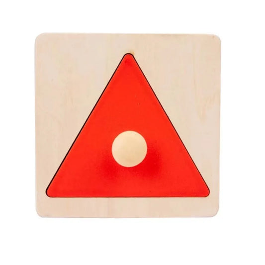 Montessori wooden triangle peg puzzle designed for early shape recognition.