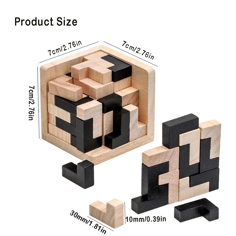 Wooden educational puzzle promoting problem-solving and logic