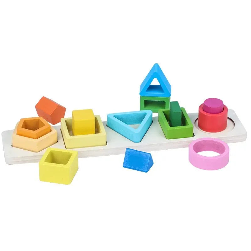 Montessori shape and color puzzle toy encouraging early cognitive skills.