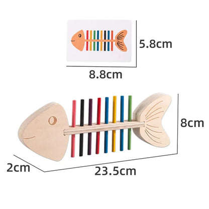 Color-coded Montessori fishbone set for fine motor skills