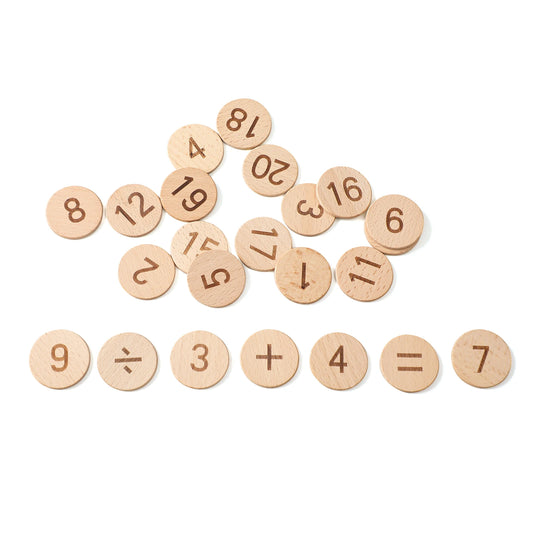Montessori numbers and math symbols discs set for early math skills development