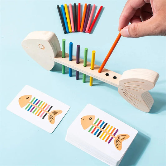 Montessori Fishbone Color Matching wooden educational toy