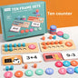 Montessori wooden Ten Counter Set with ten colorful counters and storage tray
