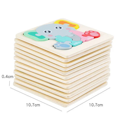 Montessori puzzle board with visible size measurements