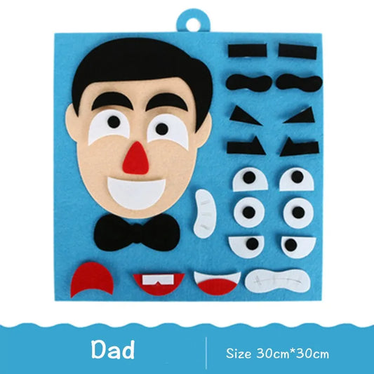 Dad character from the Emotion Felt Board with various facial expression pieces for emotional recognition