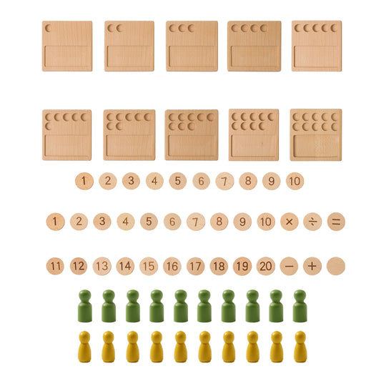 Montessori wooden counting pegs board with colorful pegs for teaching addition and subtraction