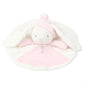 Baby comfort blanket with plush toy on a white background