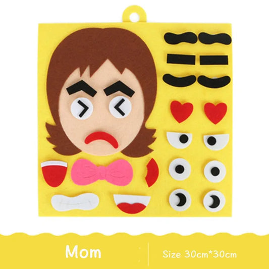 Mum figure on the Emotion Felt Board displaying various emotions to help children learn emotional expression and understanding through interactive play.