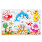 Ocean-themed wooden puzzle featuring fish, crab, and octopus for toddlers