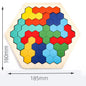 Wooden Hexagon Puzzle pieces arranged to develop cognitive and fine motor skills in kids