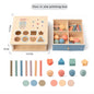 Montessori 4-in-1 wooden slot box toy with color pegs; Object permanence box for early childhood development