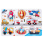Wooden transport puzzle with cars, planes, and boats for toddlers