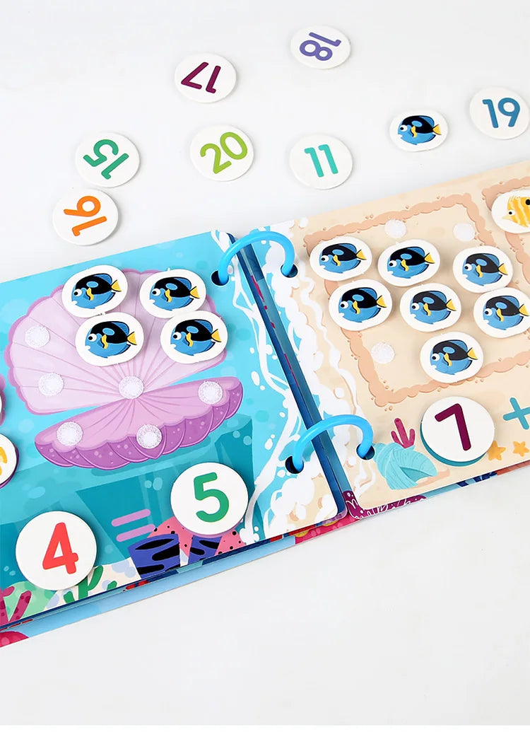 Hands-on learning with preschool ocean literacy busy book focused on counting and matching