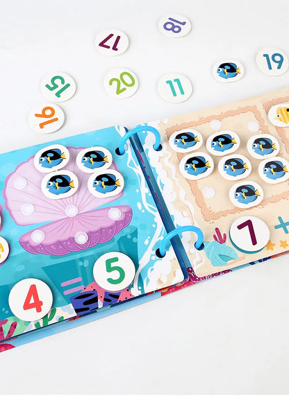 Hands-on learning with preschool ocean literacy busy book focused on counting and matching