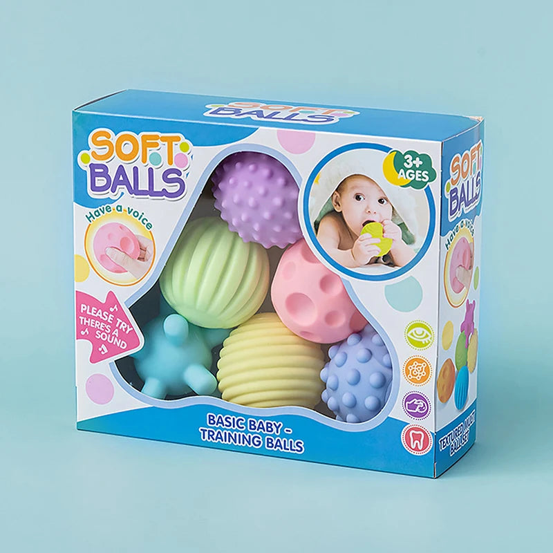 Box of pastel sensory balls for tactile and sensory exploration