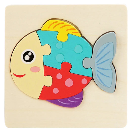 Wooden sea animal puzzle with fish design