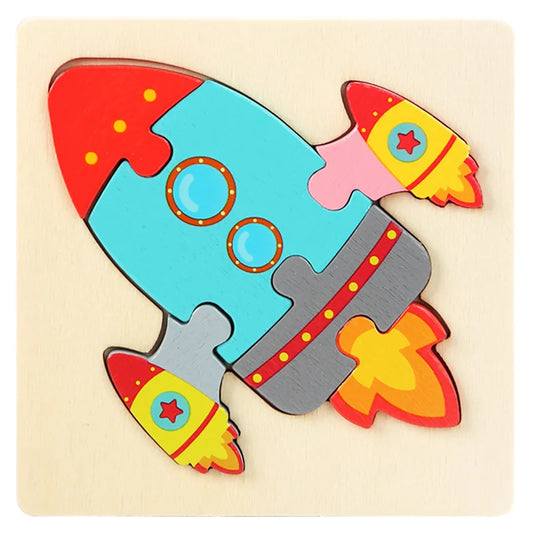 Montessori rocket puzzle toy with vibrant colors
