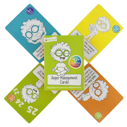 Set of anger control cards promoting stress relief and empathy