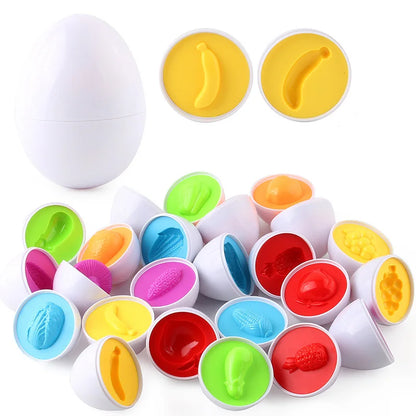 Fruit-shaped 3D screw puzzle pieces laid out for matching and colour recognition play