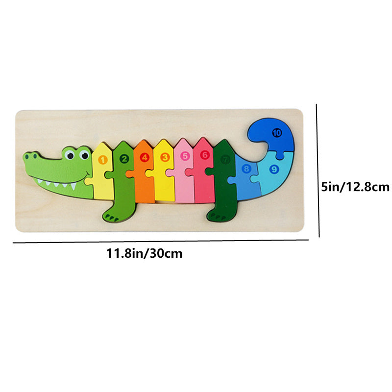 Crocodile shaped number puzzle for number recognition