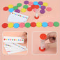 Kids’ wooden memory match toy with bright discs, double-sided cards, and timer encouraging memory retention, sorting, and hand-eye coordination.