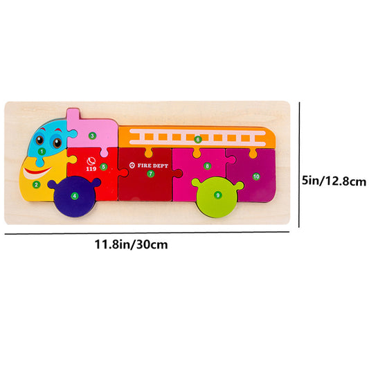 Fire Truck Number Puzzle wooden piece for early counting skills