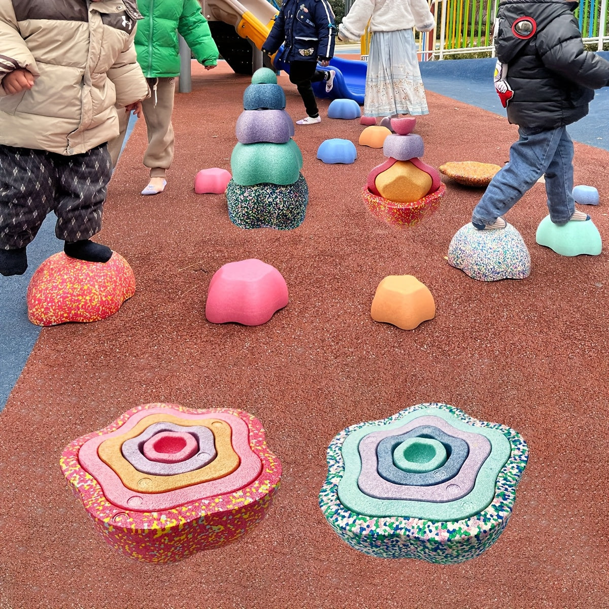 Soft pink tone stones on grass during outdoor exploration