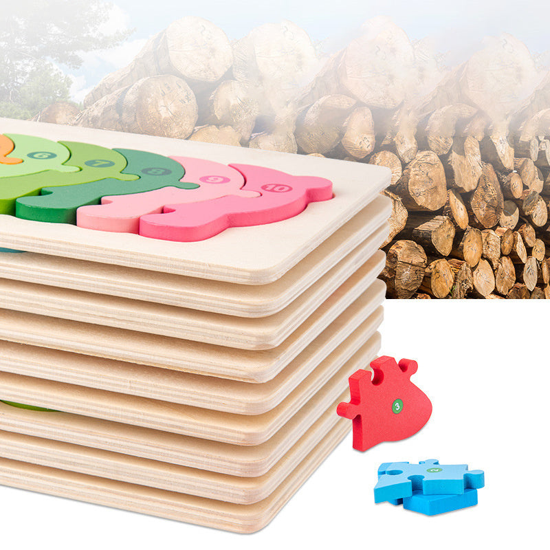 Hand-eye coordination with crocodile number puzzle piece