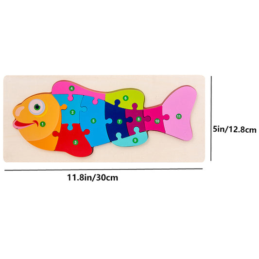 Fish number puzzle enhancing early math and motor skills