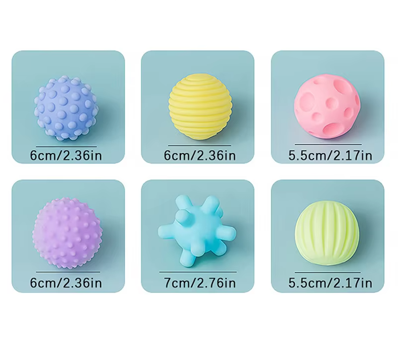 Set of pastel sensory balls for early tactile exploration.